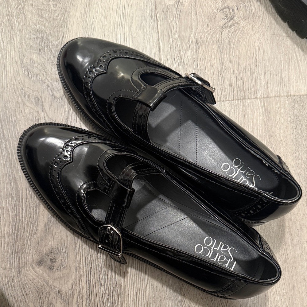 Franco Sarto Black Patent Leather Loafers